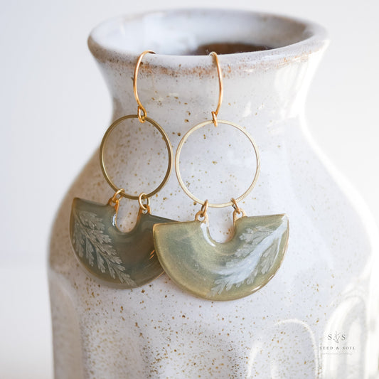Emerald Fern Moon Shadow Earrings