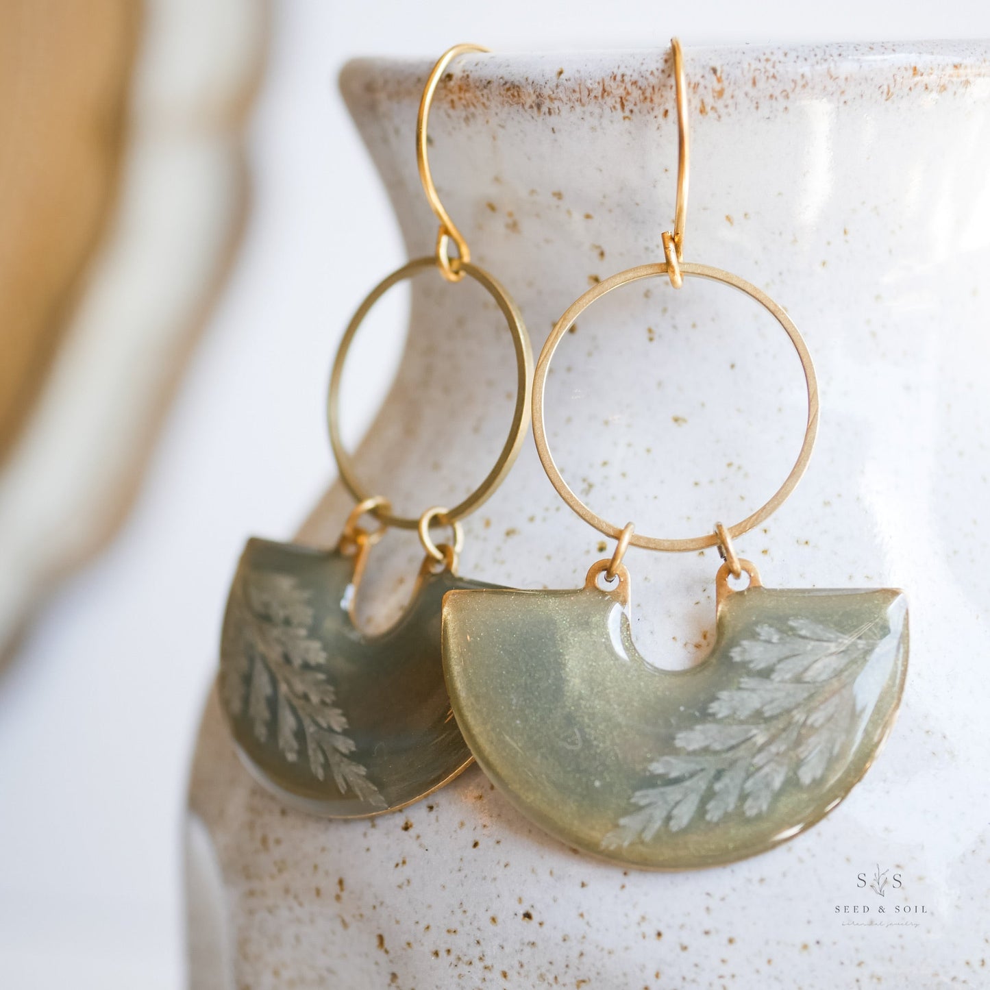 Emerald Fern Moon Shadow Earrings